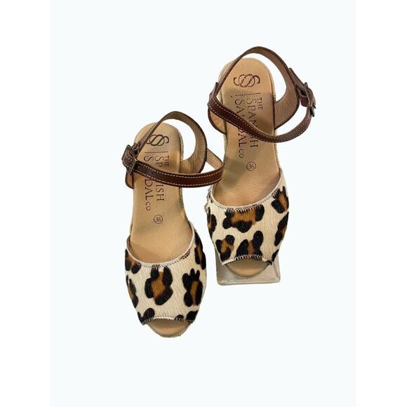 The Spanish Sandal Co Leopard Print Espadrille Wedges size 36 US 5.5 - Picture 4 of 8